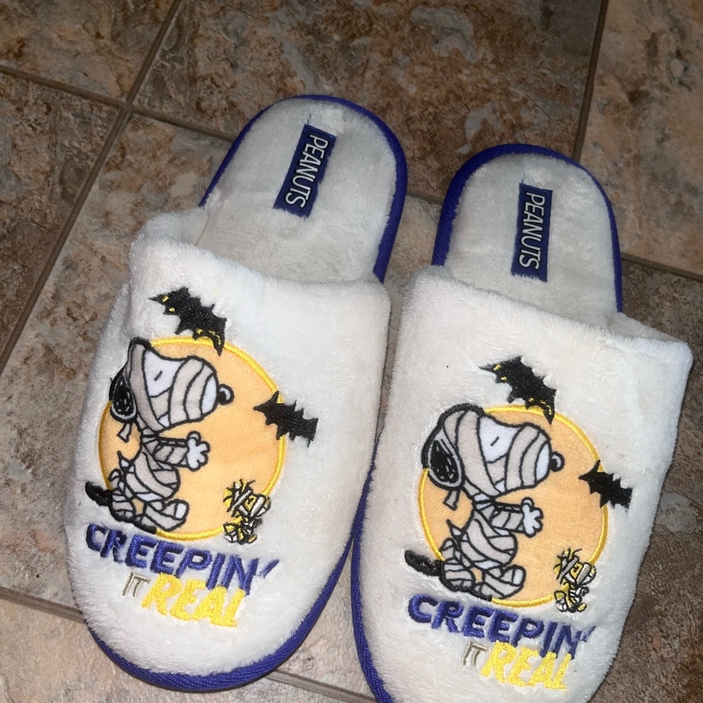 Peanuts Snoopy Halloween Slippers - White and Blue